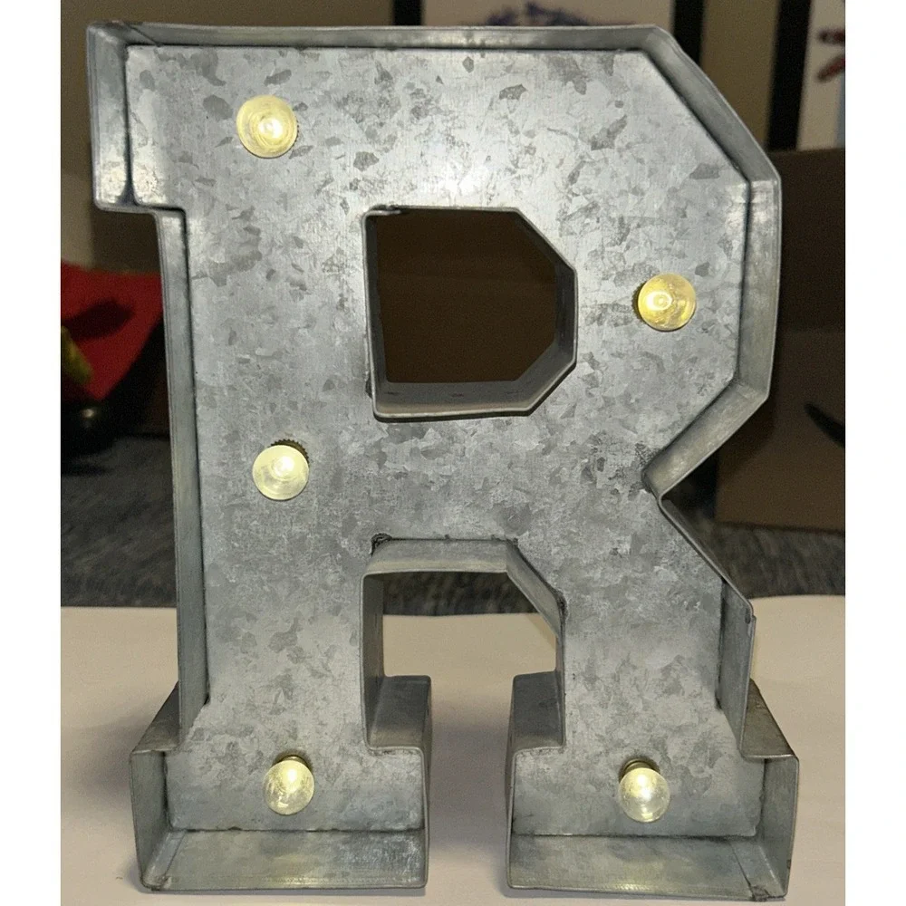 B-A-R Marquee Letter Light Signs Made of Galvanized Metal Industrial Style